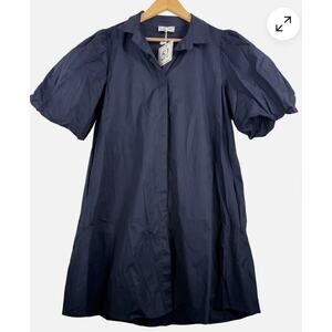 CIVICO 51 Navy Blue Voluminous Sleeve Shirt Dress Italy Preppy Statement XL